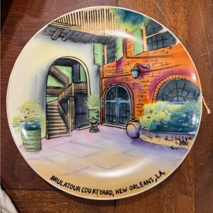Hand painted BRULATOUR COURTYARD, New Orleans,L.A. 8” Decorative HANGING PLATE